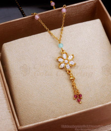 Floral 1 Gram Gold Mangalsutra With Stones SMDR2228