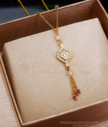 Regular Use Gold Plated Pendant Short Chain Pearl Design SMDR2229