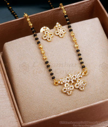 Single Line Black Beads Mangalsutra Earring Combo SMDR2234