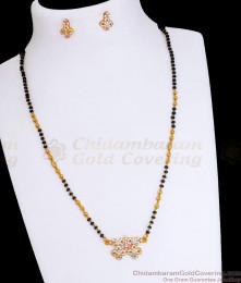 Single Line Black Beads Mangalsutra Earring Combo SMDR2234