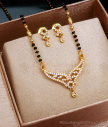 Stylish One Gram Gold Nalapusalu White Stone Bridal Combo SMDR2235