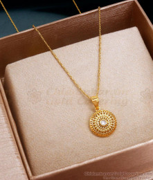 Small Round Pendant White Stone Design With Chain SMDR2254