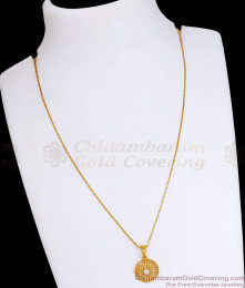 Small Round Pendant White Stone Design With Chain SMDR2254
