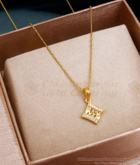 24K Gold Micro Plated White Stone Pendant Chain SMDR2257 24K Gold Micro Plated White Stone Pendant Chain SMDR2257