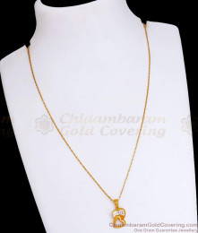Heart Shaped White Stone Pendant With Gold Chain SMDR2261 Heart Shaped White Stone Pendant With Gold Chain SMDR2261