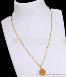 Round Gold Pendant Necklace with Cubic Zirconia Inlay SMDR2275