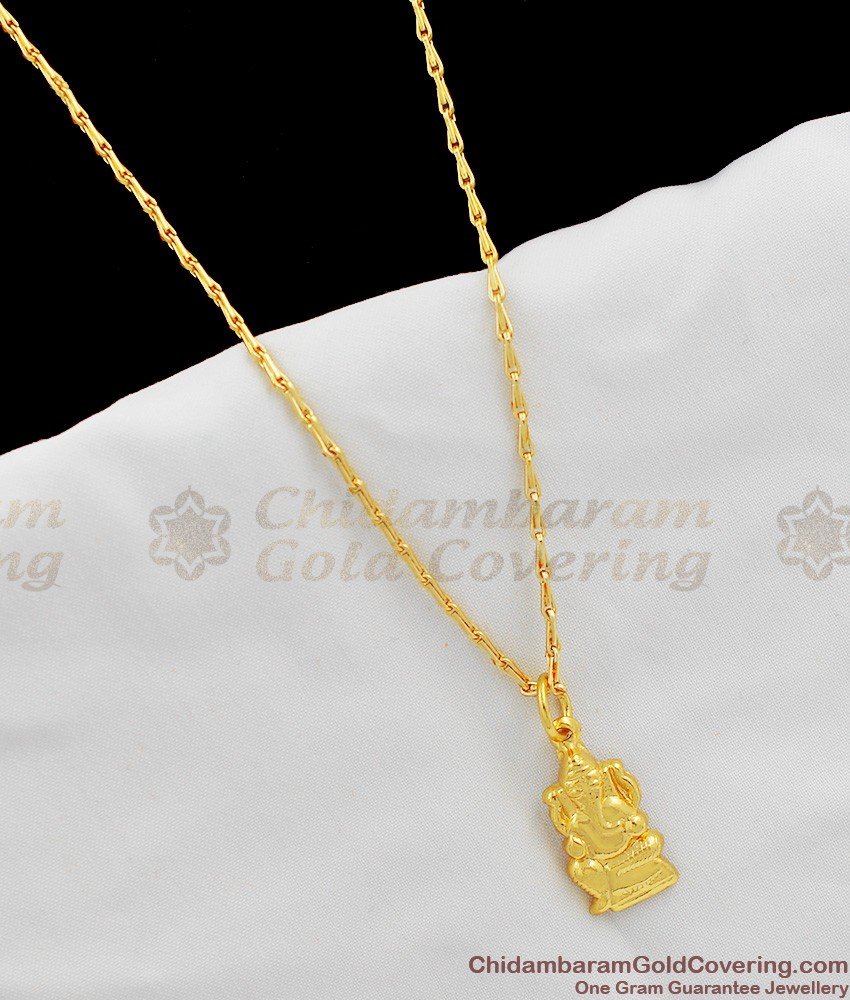 Gold Inspired Short Pendant Vinayagar Design SMDR228