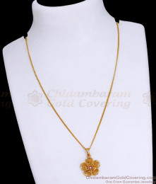 Stylish One Gram Gold Imitation Short Pendant Chain Flower Design SMDR2292 Stylish One Gram Gold Imitation Short Pendant Chain Flower Design SMDR2292