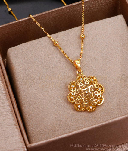 Light Weight Gold Tone Pendant Chain For Women Everyday Wear SMDR2298