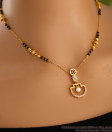 Daily Wear Black Beads Design Gold Plated Mangalsutra Ball Model Short Chain THAL49