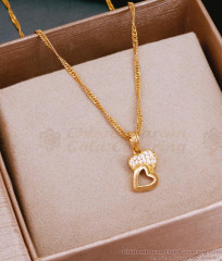 Buy White Stone Heart Pendant With Daily Use Gold Chain Online SMDR2341 Buy White Stone Heart Pendant With Daily Use Gold Chain Online SMDR2341
