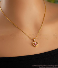 Beautiful Heart Shaped American Diamond Necklace With Gold Chain SMDR2344