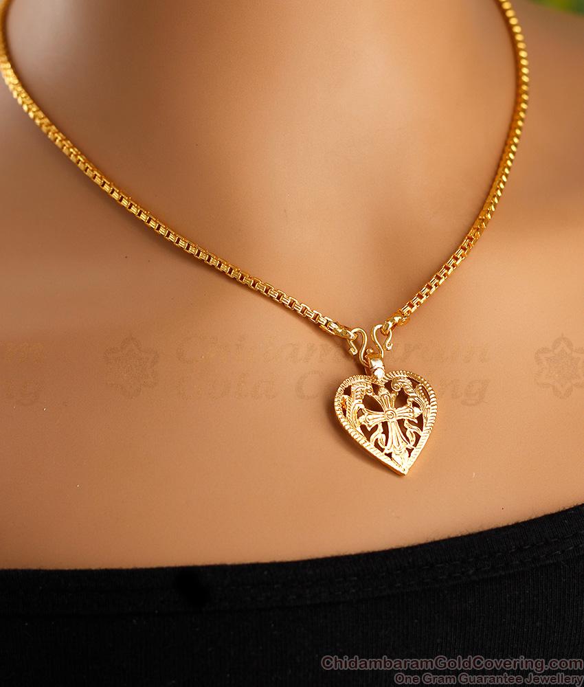 Traditional Short Gold Chain With Heart Christian Dollar SMDR2348 Traditional Short Gold Chain With Heart Christian Dollar SMDR2348