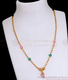Big Green Pink Stone Pendant Golden Beads Chain Collections SMDR2355 Big Green Pink Stone Pendant Golden Beads Chain Collections SMDR2355