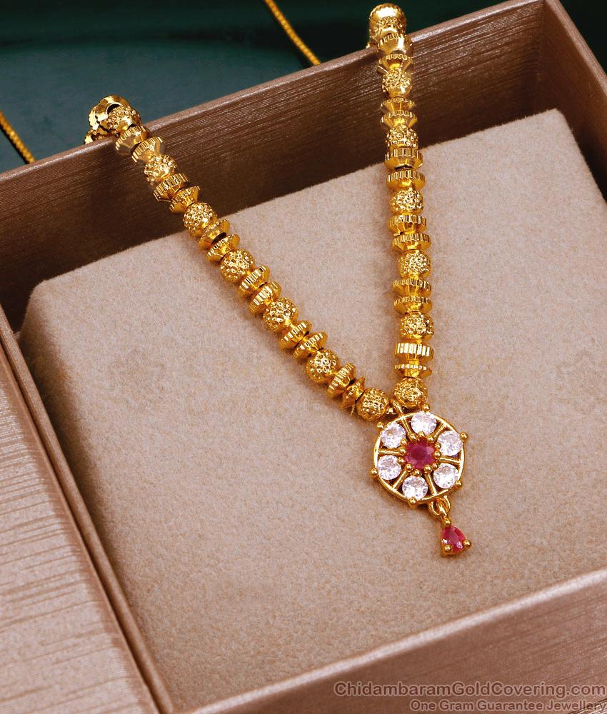 Elegant Gold Plated Beaded Necklace With Floral Pendant SMDR2357 Elegant Gold Plated Beaded Necklace With Floral Pendant SMDR2357