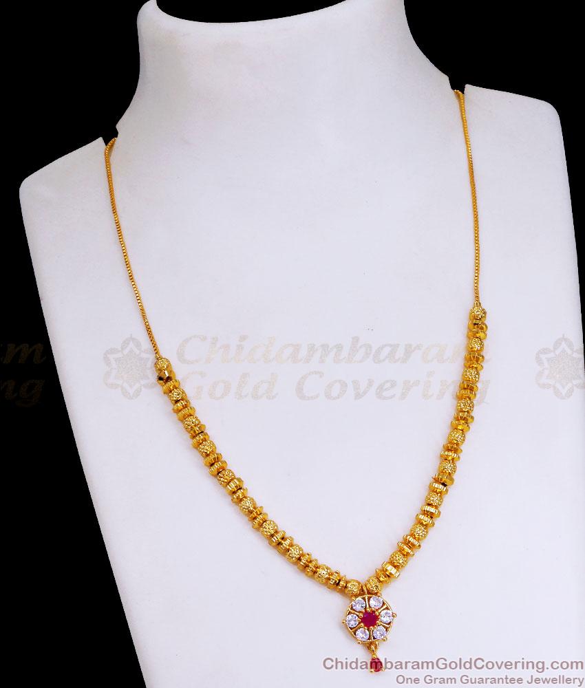 Elegant Gold Plated Beaded Necklace With Floral Pendant SMDR2357 Elegant Gold Plated Beaded Necklace With Floral Pendant SMDR2357