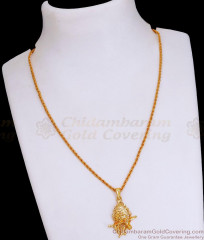 Devotional Krishna Flute Gold Pendant Short Chain Design SMDR2366 Devotional Krishna Flute Gold Pendant Short Chain Design SMDR2366