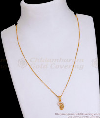 Light Weight Thin Gold Chain Mango Pendant With Stones SMDR2382 Light Weight Thin Gold Chain Mango Pendant With Stones SMDR2382
