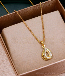 Stylish Leaf Design Diamond Pendant Thin Gold Short Chain SMDR2384