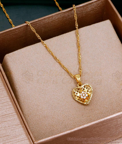 Buy Attractive Gold Imitation Heart Pendant With Twisted Chain