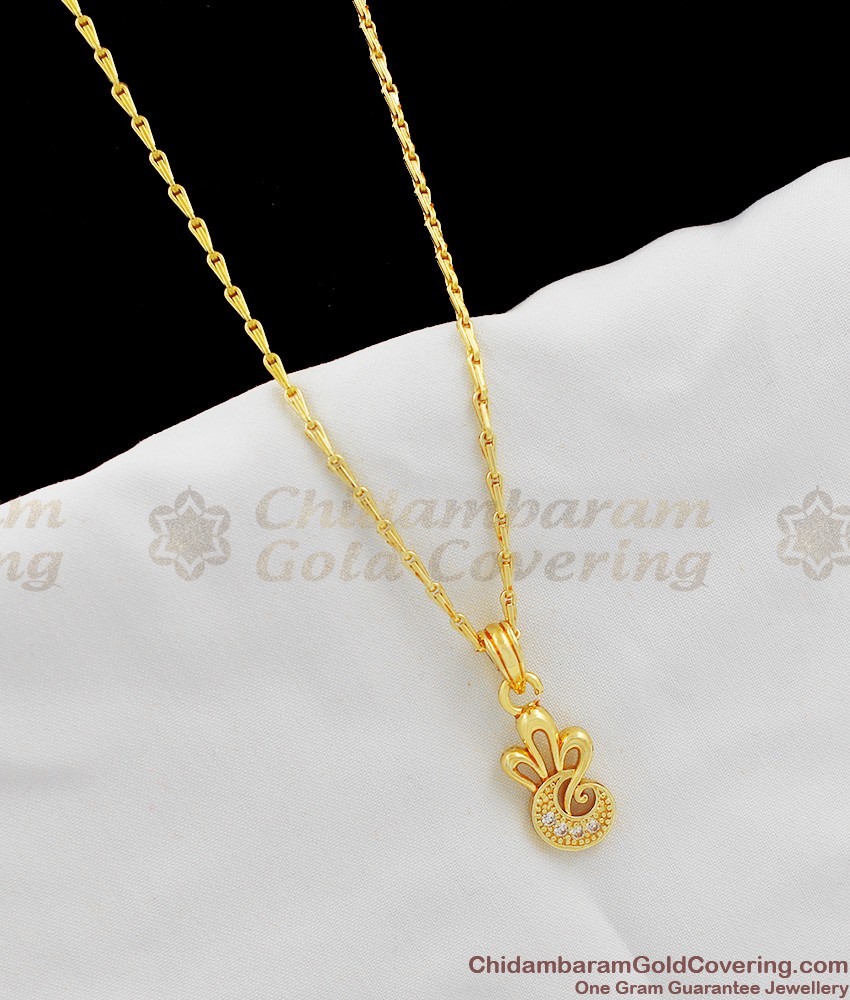 Zircon Stone Dangling Gold Pendant Short Chain SMDR239