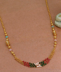 Multicolor Beads One Gram Gold Thali Chain For Married Women SMDR2397 Multicolor Beads One Gram Gold Thali Chain For Married Women SMDR2397