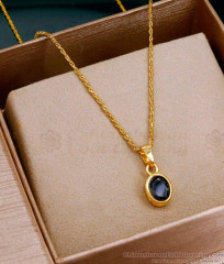 Simple Stone Pendant Necklace 1 Gram Gold Jewellery SMDR2402 Simple Stone Pendant Necklace 1 Gram Gold Jewellery SMDR2402