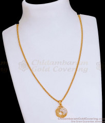 Stylish Gold Medium Pendant Chain White Stone Design SMDR2412 Stylish Gold Medium Pendant Chain White Stone Design SMDR2412