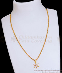 Real Gold Design Star Pendant White Stone Design With Chain SMDR2414 Real Gold Design Star Pendant White Stone Design With Chain SMDR2414
