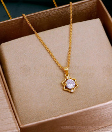 Light Weight White Stone Pendant Gold Necklaces SMDR2415