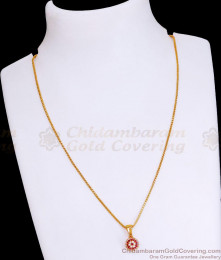 American Diamond Gold Plated Ball Pendant Chain For College Wear SMDR2435 American Diamond Gold Plated Ball Pendant Chain For College Wear SMDR2435