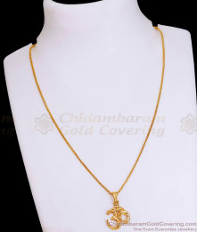 Pure 1 Gram Micro Gold Plated Om Pendant Chain Online SMDR2445