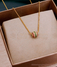 Beautiful Multistone Ball Pendant Thin Gold Chain For Women SMDR2447