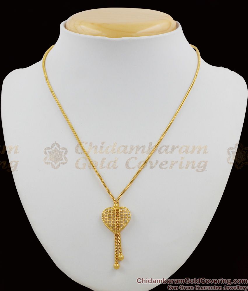 Valentines Gift Gold Heart Design Pendant Short Chain For Girls SMDR245