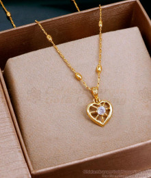Stylish Heart Shaped Pendant Beads Chain Gold Necklace Designs SMDR2454