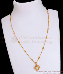 Stylish Heart Shaped Pendant Beads Chain Gold Necklace Designs SMDR2454