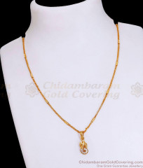 Simple Floral Design White Stone Pendant Gold Plated Chain SMDR2456 Simple Floral Design White Stone Pendant Gold Plated Chain SMDR2456