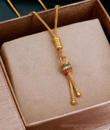 Everyday Wear Gold Plated Pendant Necklace Multi Stone Design SMDR2472