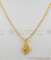 Sizzling White AD Crystal Gold Plated Pendant Chain For Daily Use SMDR248