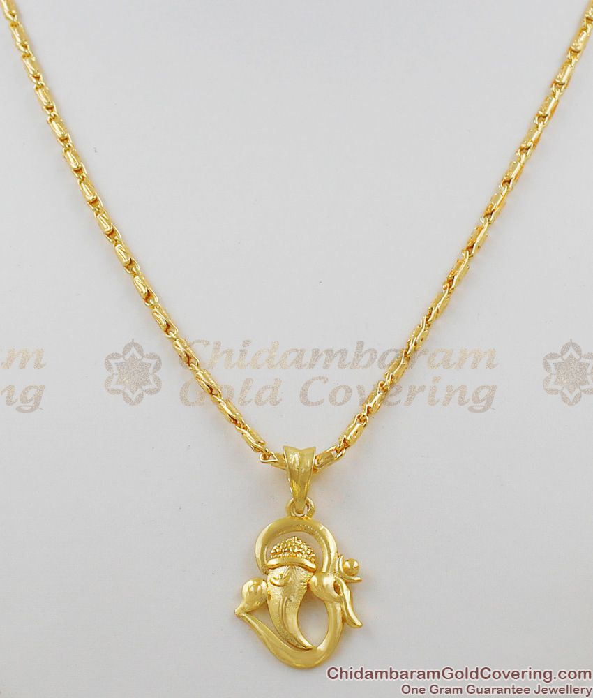 Lord Vinayagar Design Gold Short Pendant Chain Buy Online SMDR249