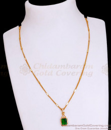 Emerald Stone Pendant Necklace Gold Imitation Chain Designs SMDR2498 Emerald Stone Pendant Necklace Gold Imitation Chain Designs SMDR2498