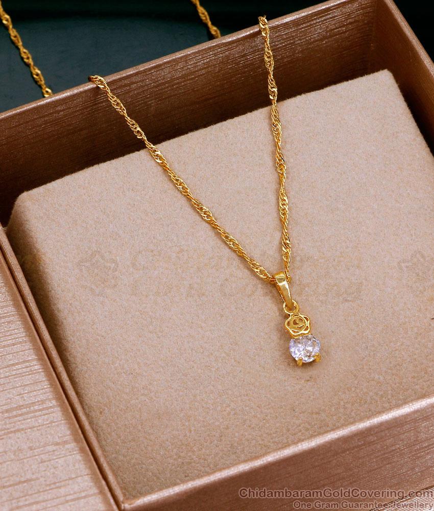 Light Weight Gold Plated Chain With Ad Stone Pendant For Girls SMDR2522 Light Weight Gold Plated Chain With Ad Stone Pendant For Girls SMDR2522