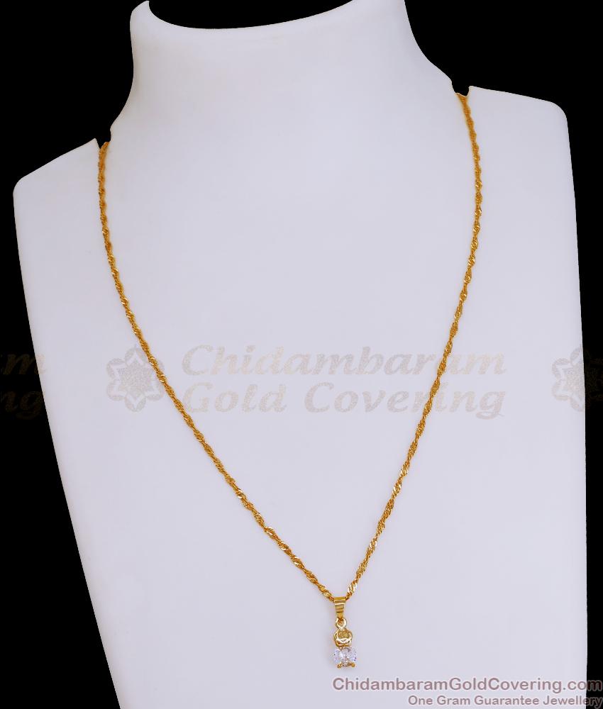 Light Weight Gold Plated Chain With Ad Stone Pendant For Girls SMDR2522 Light Weight Gold Plated Chain With Ad Stone Pendant For Girls SMDR2522