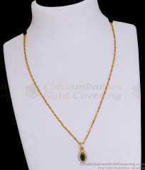 Glittering Emerald Stone Diamond Pendant Necklace For Ladies SMDR2525 Glittering Emerald Stone Diamond Pendant Necklace For Ladies SMDR2525