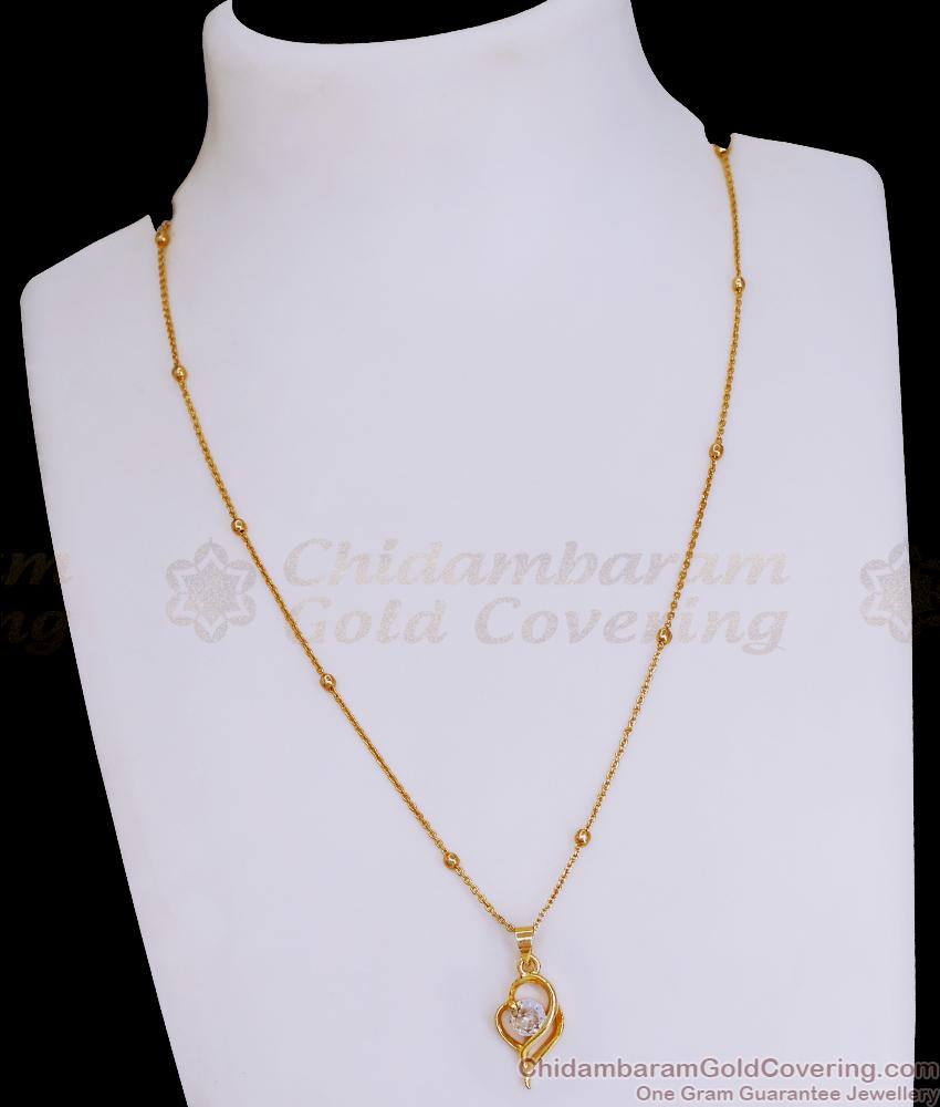 Stylish 1 Gram Gold Swan Pendant With Golden Beads Chain SMDR2532 Stylish 1 Gram Gold Swan Pendant With Golden Beads Chain SMDR2532