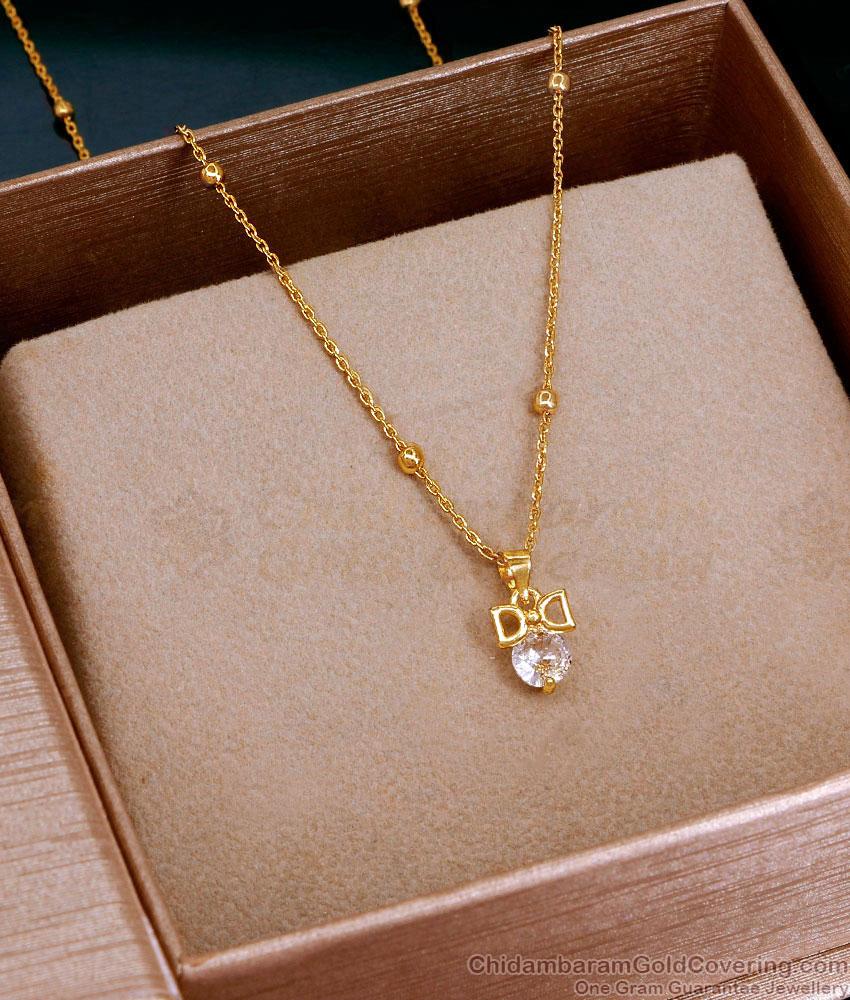 Light Weight Gold Plated Ad Stone Pendant Chain For Girls SMDR2535 Light Weight Gold Plated Ad Stone Pendant Chain For Girls SMDR2535