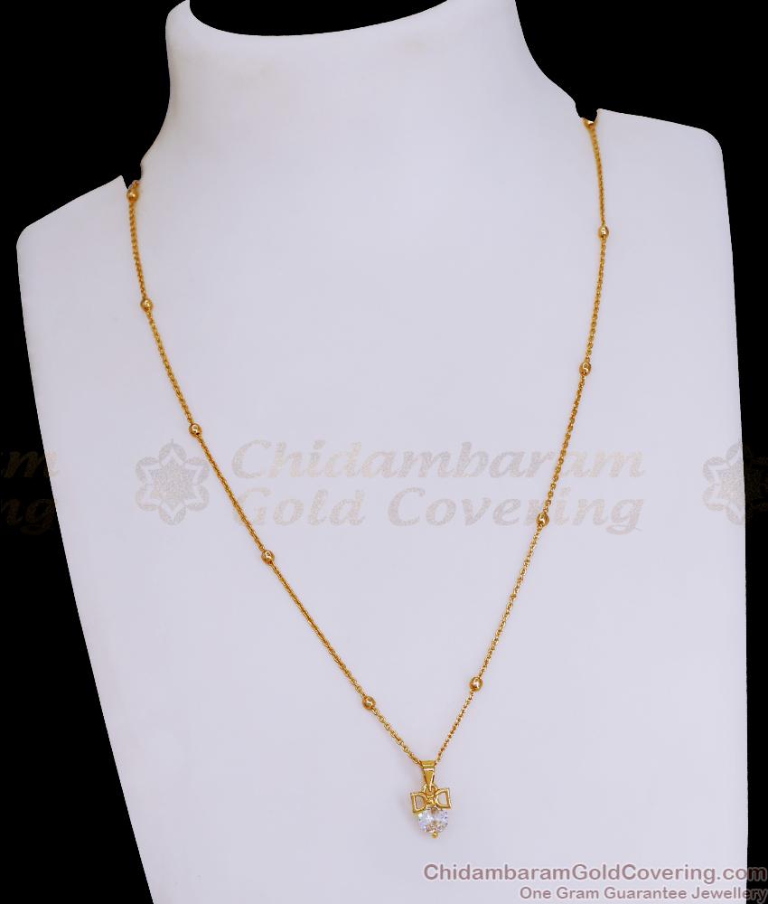 Light Weight Gold Plated Ad Stone Pendant Chain For Girls SMDR2535 Light Weight Gold Plated Ad Stone Pendant Chain For Girls SMDR2535