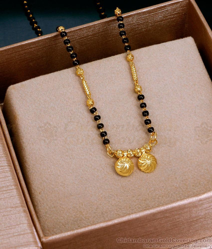 22 Carat Gold Plated Mangalsutra Black Beads Chain SMDR2547