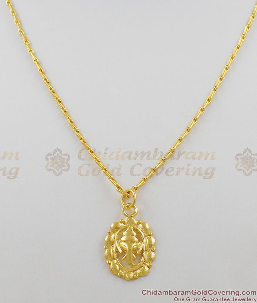 Vinayagar Design Gold Pendant Chain For Womens Daily Wear SMDR255