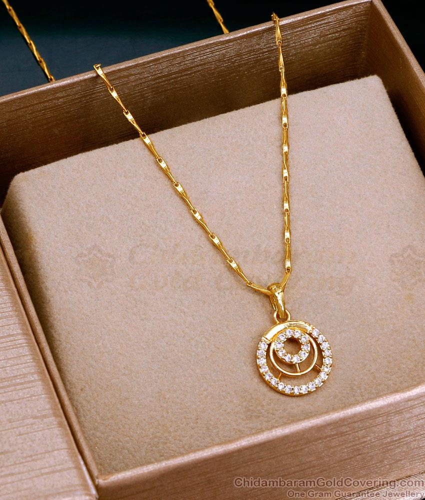 Round Diamond Pendant Gold Imitation Necklace Collection SMDR2554 Round Diamond Pendant Gold Imitation Necklace Collection SMDR2554
